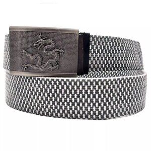 Dragon O/S Squared Black and White Woven Web Belt 0195